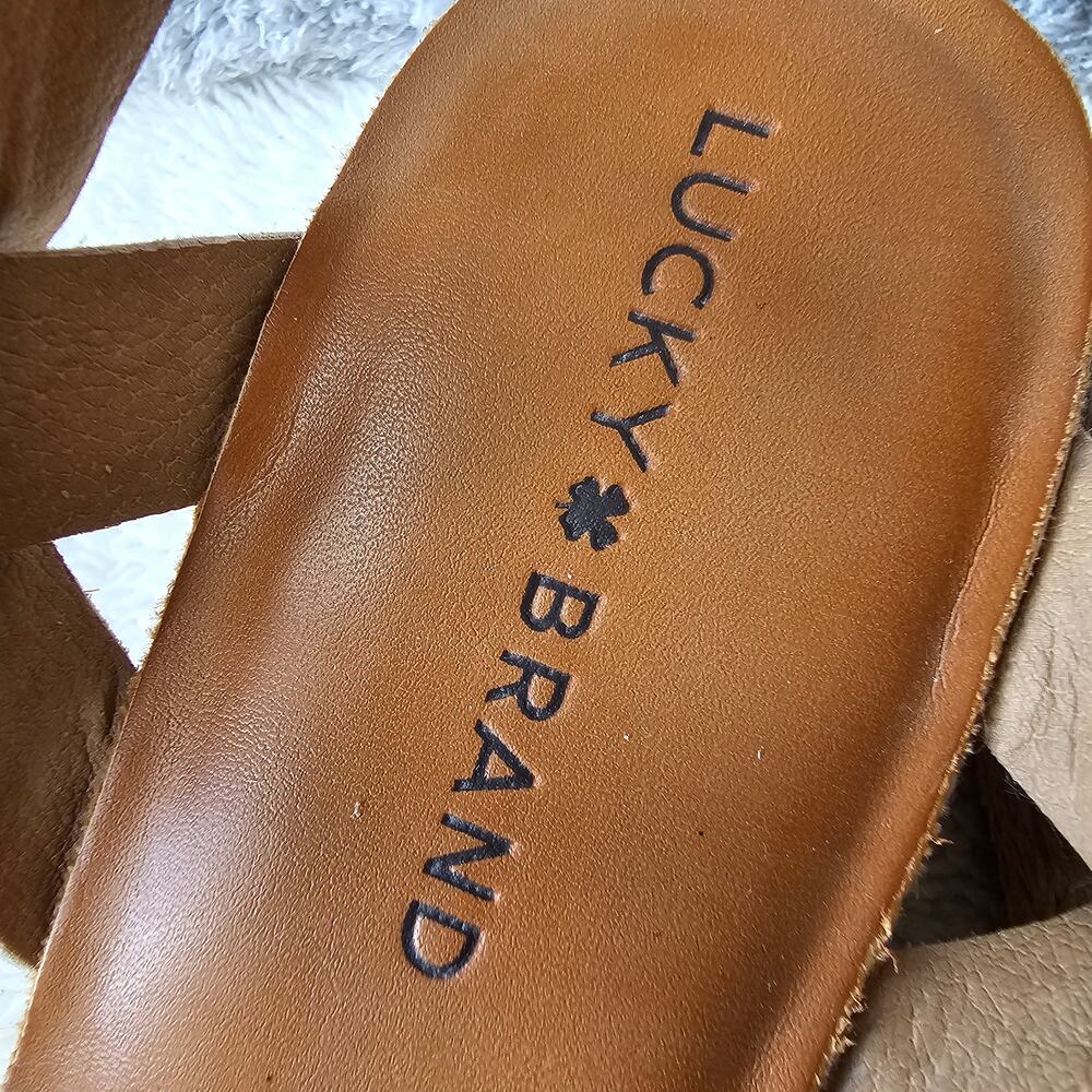 Lucky Brand Tan and Brown Wedge Sandals - Picture 3 of 5